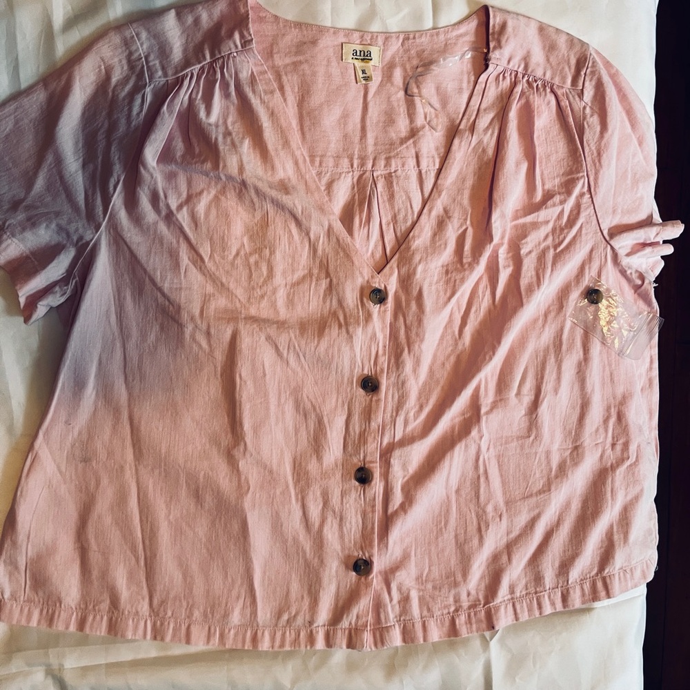 a.n.a Women’s Light Pink V-Neck Blouse
